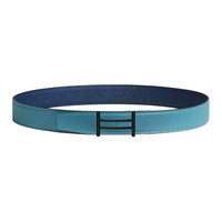 HERMES Calfskin Leather Belts Men's Blue 3.2CM