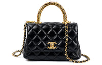 CHANEL 22A Early Autumn Cow Leather Chain Bag Handbag Small Size Women's Black