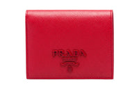 PRADA Saffiano Leather Wallet Small Size Women's Red