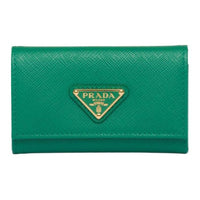 PRADA Saffiano Leather Key Pouch Women's Green