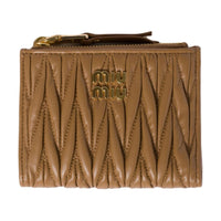 MIU MIU Matelassé Sheepskin Wallet Women's Camel