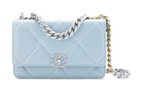 CHANEL 19BagWOC Sheepskin Shoulder Bag Crossbody Bag Wallets Women's Light Blue