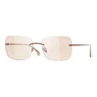 CHANEL Titanium Alloy Square Sunglasses Unisex Pink Gold
