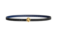 HERMES Twisted Knot Gold Buckle Calfskin Double-Sided Leather Belts Women's Black 1.3cm