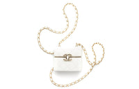 CHANEL Sheepskin Small Bag Necklace Pouch Airpods Headphone Case Accessory Unisex White