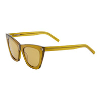 SAINT LAURENT Acetate Nylon Calfskin Cat Eye Sunglasses Unisex Yellow