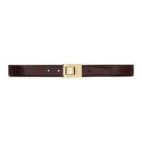 SAINT LAURENT Calfskin Brass Leather Belts Women's Brown 3CM