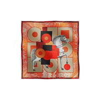 HERMES Silk Scarves Women's Camel/Orange/Brick Red