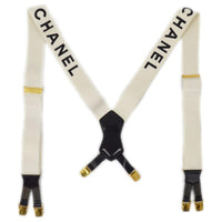 CHANEL Leather Suspenders Women's White -