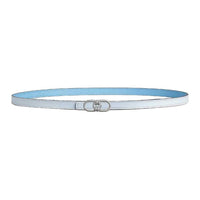 HERMES Calfskin Leather Belts Women's Blue Width 1.3CM