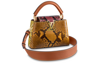 LOUIS VUITTON Capucines Python Skin With Calfskin Trim Capusin Crossbody One Shoulder Handbag Mini Women's Brown