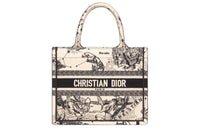 DIOR Embroidery Tote Bag Shopping Bag Handbag Small Size Women's Latte & Black