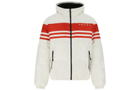 PRADA Striped Hooded Thickened Down Jacket Men's White