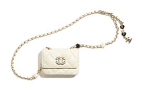 CHANEL Velvet Lambskin Fanny Pack Regular Women's White