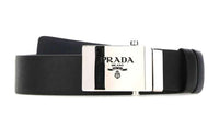 PRADA Cow Leather Leather Belts Unisex Black Width: 3.5cm