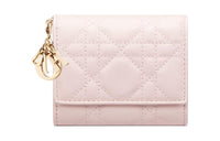 DIOR Lady Dior Lambskin Wallet Women's Light Pink