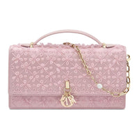 DIOR Silk One Shoulder Handbag Mini Women's Pink