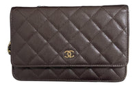 CHANEL WOC Grained Cow Leather Shoulder Bag Crossbody Bag Women's Brown