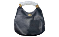 CHANEL Lambskin Hobo Bag Leather Bag Shoulder Bag Handbag Women's Black