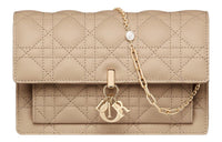 DIOR Lady Dior Sheepskin Shoulder Bag Crossbody Bag Regular Women's Sand