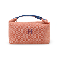 HERMES Bride-a-Brac Wool Twill Handbag Toiletry Bag Large Size Women's Orange