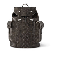 LOUIS VUITTON CHRISTOPHER Monogram Matte Cow Leather Backpack Medium Size Men's Black