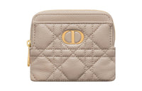 DIOR Caro Calfskin Wallet Women's Pink Beige