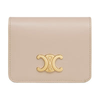 CELINE Triomphe Bright Calfskin Wallet Women's Light Beige