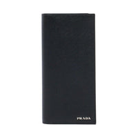 PRADA Cross-Stitch Leather Wallet Men's Black
