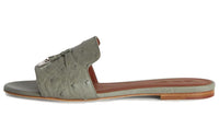 Loro Piana Slide Slippers Women's Gray Green