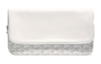 GOYARD Sainte-Marie Canvas With Leather Clutch Medium Size Unisex White