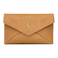 SAINT LAURENT CASSANDRE Lambskin Clutch Tubas Women's Yellow