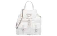 PRADA Nylon And Leather Controller Backpack Mini Women's White