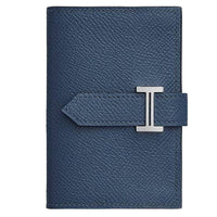 HERMES Bearn Epsom Calfskin Wallet Mini Women's 7U Navy Navy