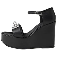 HERMES Hilda Strap Sandals 12cm Women's Black