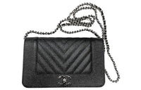 CHANEL Grained Calfskin Shoulder Bag Crossbody Bag Women's Black
