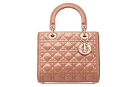 DIOR Lady Dior Cow Leather Handbag Medium Size Women's Rose Pink