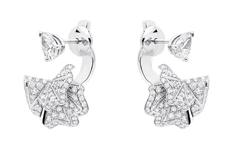 DIOR 18K White Gold Earrings Women's Silver