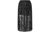 LOUIS VUITTON FW23 Sequin Lace Layered Midi Skirt Casual Long Skirts Women's Black