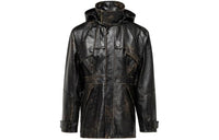 PRADA Leather Caban Jacket Jackets Coats Men's Black