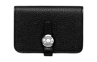 HERMES Dogon Togo Calfskin Wallets Card Holders Unisex Noir Black