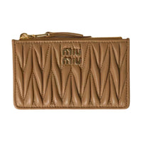 MIU MIU Matelassé Lambskin Card Holder Women's Caramel