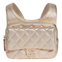 CHANEL Metal Lambskin Backpack Women's Gold