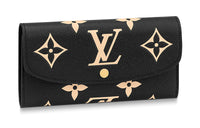 LOUIS VUITTON Emilie Embossed Grained Cow Leather Wallet Women's Black