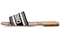DIOR Dway Slide Powder Pink Multicolor Embroidered Cotton Women's