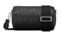 DIOR Leather ROLLER Cylinder Messenger Bag Shoulder Bag Crossbody Bag Men's Black