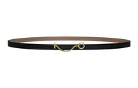 HERMES Gold Plated Metal Hook Buckle Epsom Calfskin Double Sided Leather Belt Unisex Black Width 1.3CM