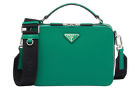 PRADA BriqueSaffiano Leather Handbag Shoulder Bag Crossbody Bag Men's Mango Color