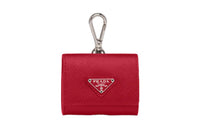 PRADA Saffiano Leather Earphone Case Men's Red