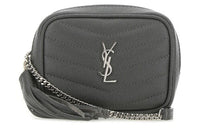 SAINT LAURENT Leather Camera Bag, Crossbody Bag, Shoulder Bag Regular Women's Gray White